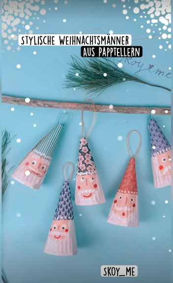 Weihnachtsmänner aus Papptellern